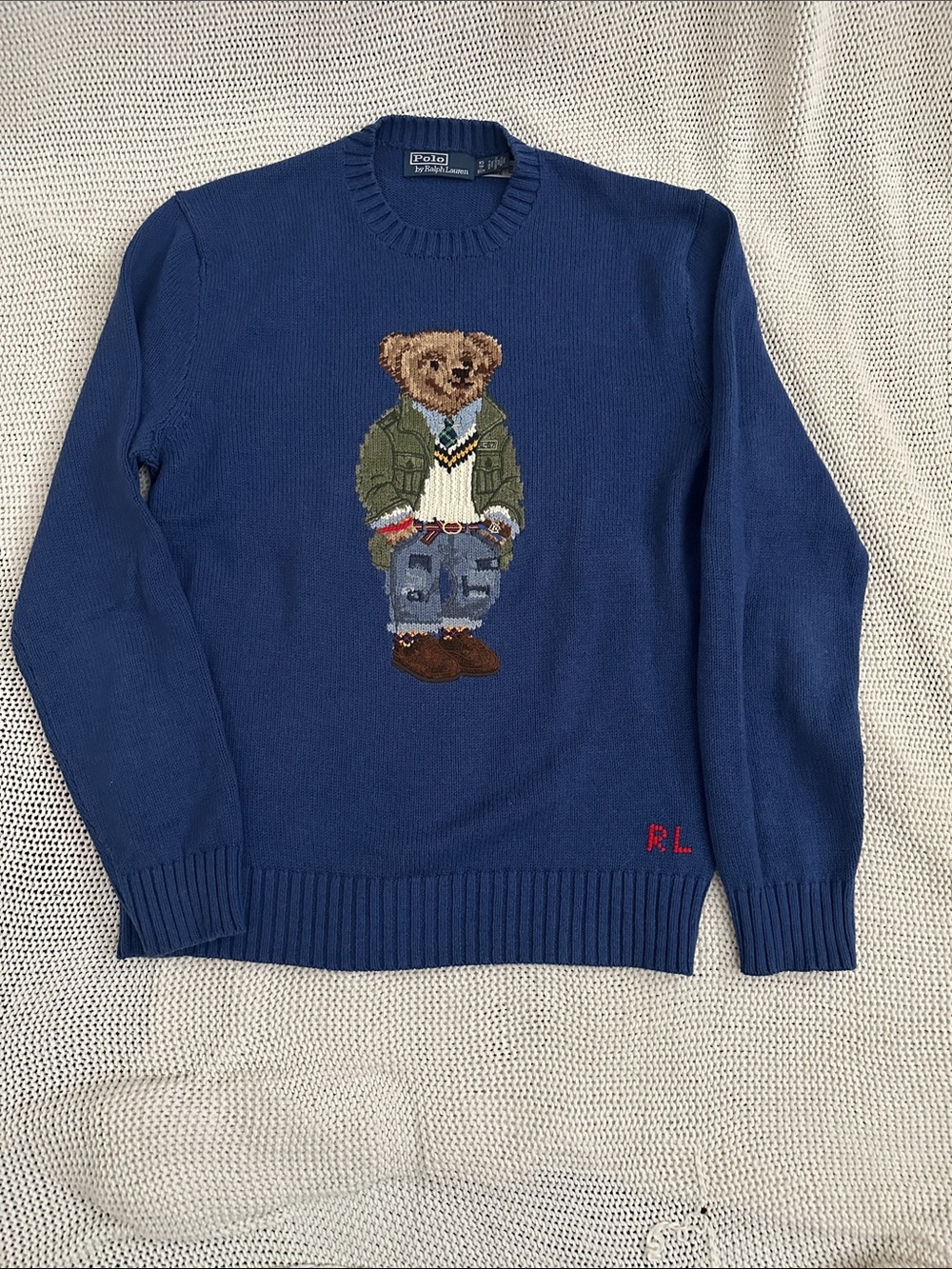 Polo by Ralph Lauren Royal Blue Bear Crewneck Sweater
